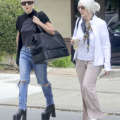 Lady Gaga and Cynthia Germanotta leaving a hair salon, October 10, 2026